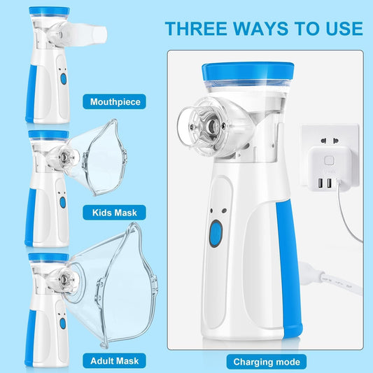Portable Mesh Nebulizer – Silent USB Rechargeable Inhaler for Adults & Kids